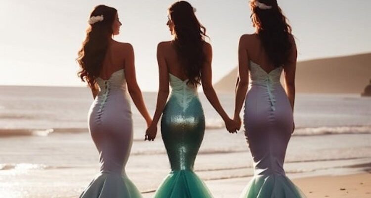 Styling mermaid dresses.