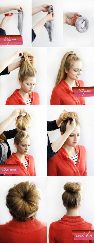 Sock bun curls for everyday hair.