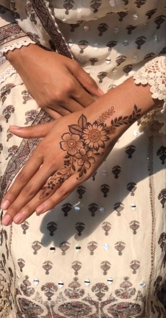 Floral henna patterns.