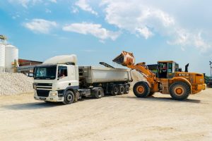 A truck and JCB.