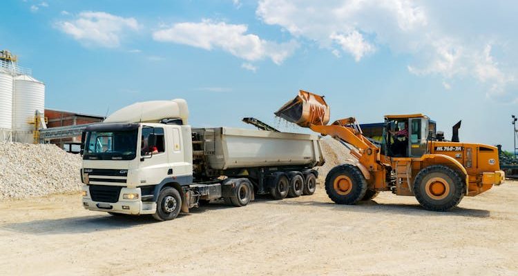 A truck and JCB.